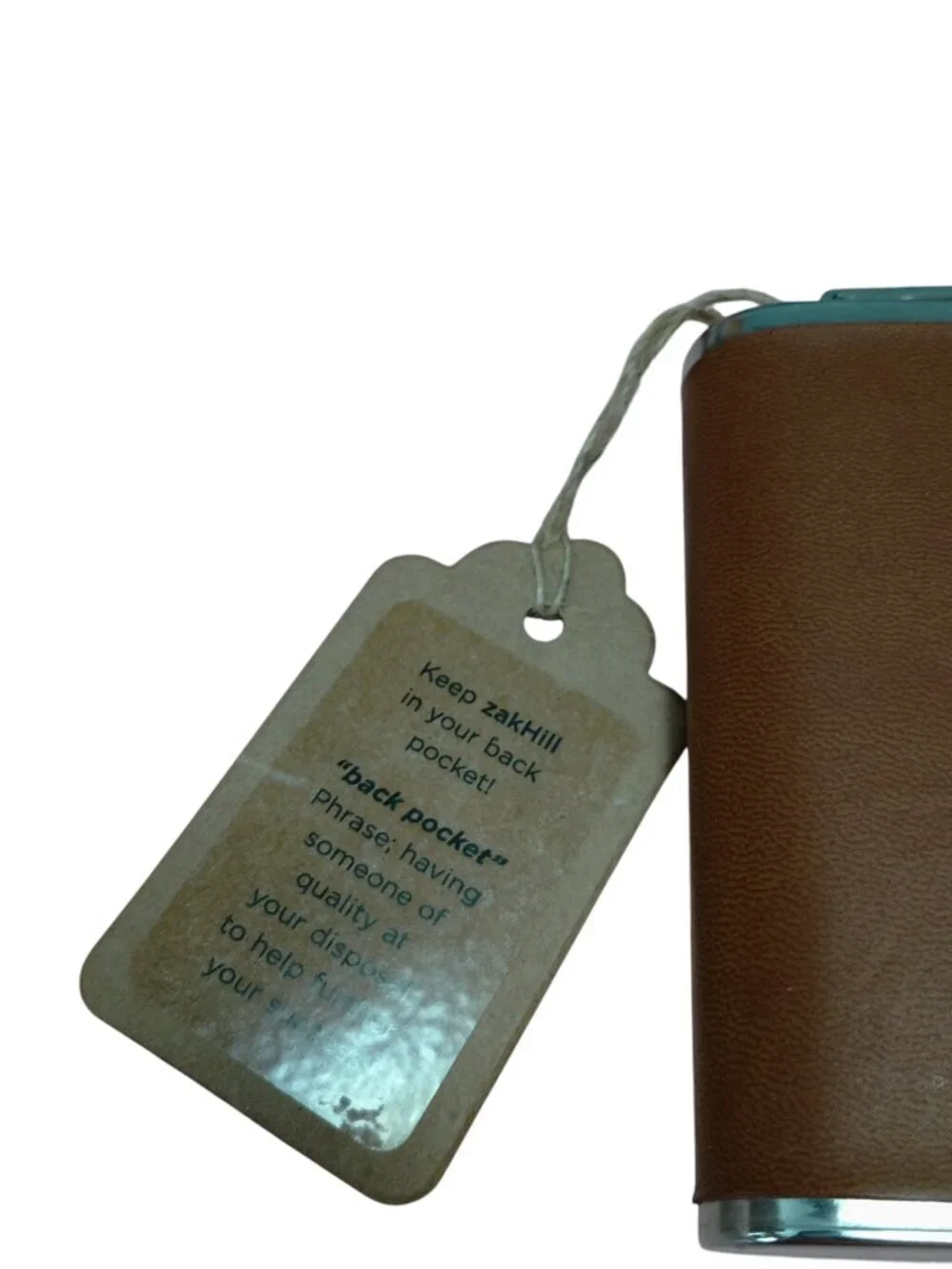 ZakHill Brown Leather Wrapped 6 Oz Stainless Steel 